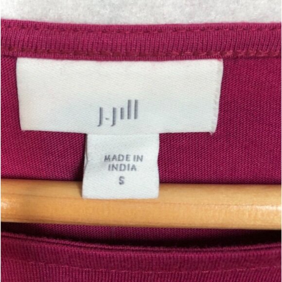 J.Jill Tunic Top Fuchsia Sangria Pink 3/4 Bell Sleeve Oversized Womens Small S - Picture 7 of 8